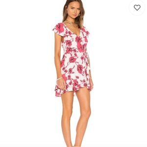 Free People "French Quarter" Floral Ruffle Wrap V Neck Dress Size Small